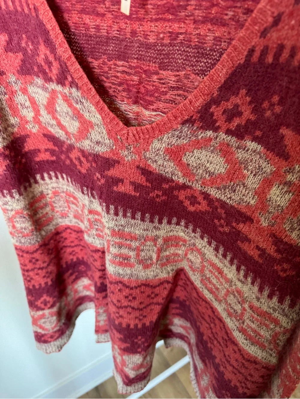 Free People Tribal sweater flared hem Medium